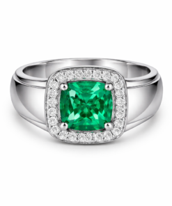 Emerald elegance with diamond halo