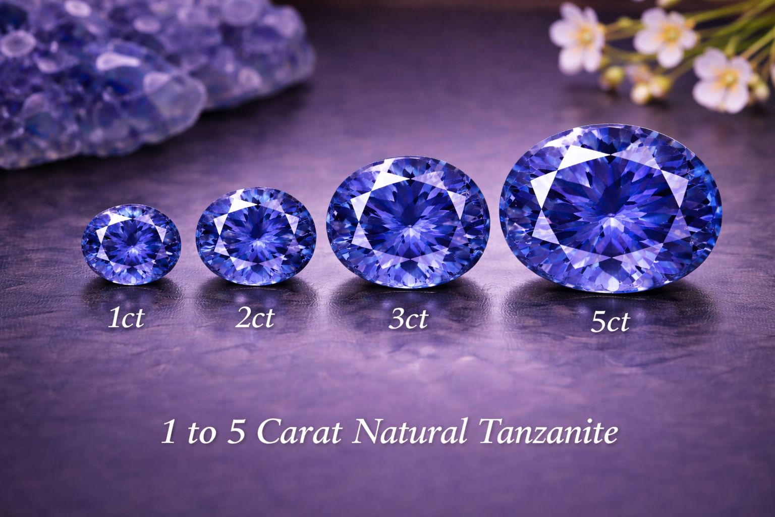 1 to 5 carat natural tanzanite