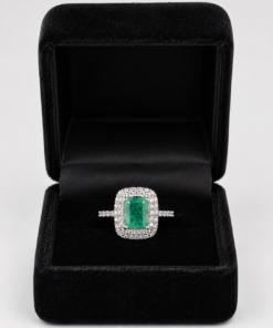 Swati Emerald Silver Radiance Halo Ring